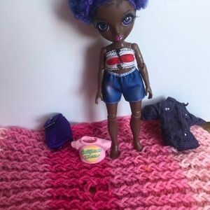 Fashion Rainbow Highh Doll with Blue Hair and Denim Outfit